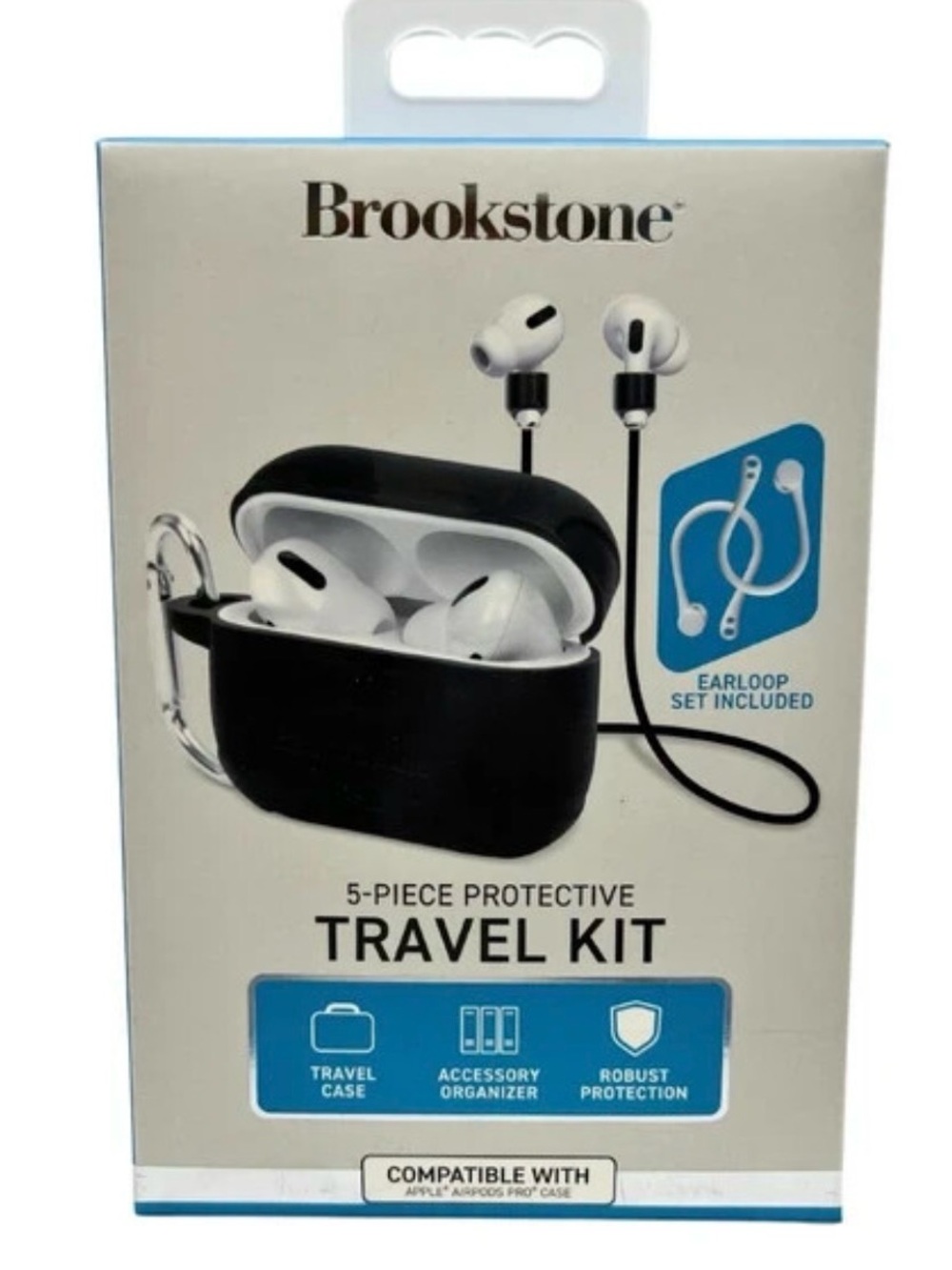 Brookstone Black and White Travel Earbud- Back To School